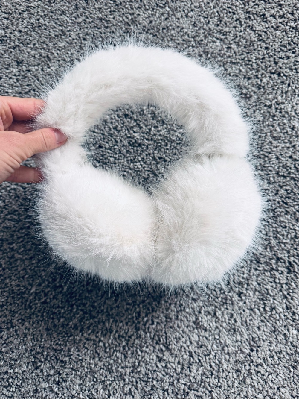C.C White Faux Fur Earmuffs - Plush Winter Headband
